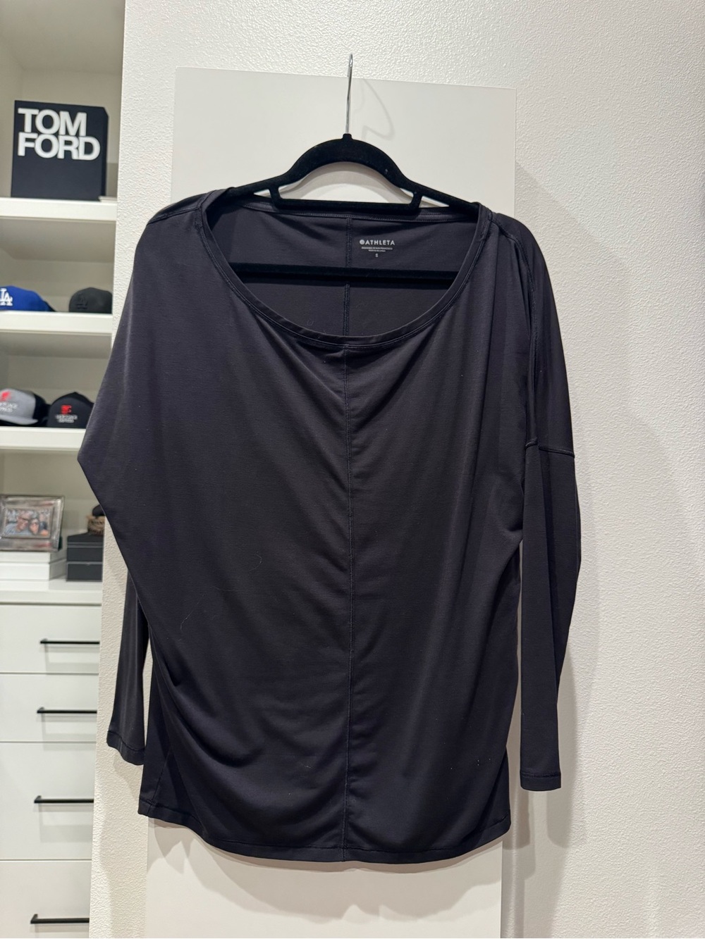 Athleta Black Long-Sleeve Scoop Neck Performance Top